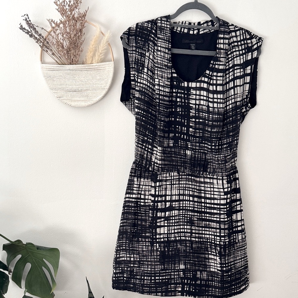 Kenneth Cole Black and White Patterned Dress